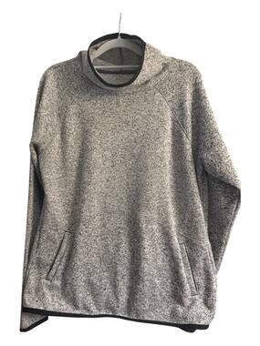 Tek Gear Womens L Gray Heather Funnel Neck Fleece Pullover Kangaroo Pocket